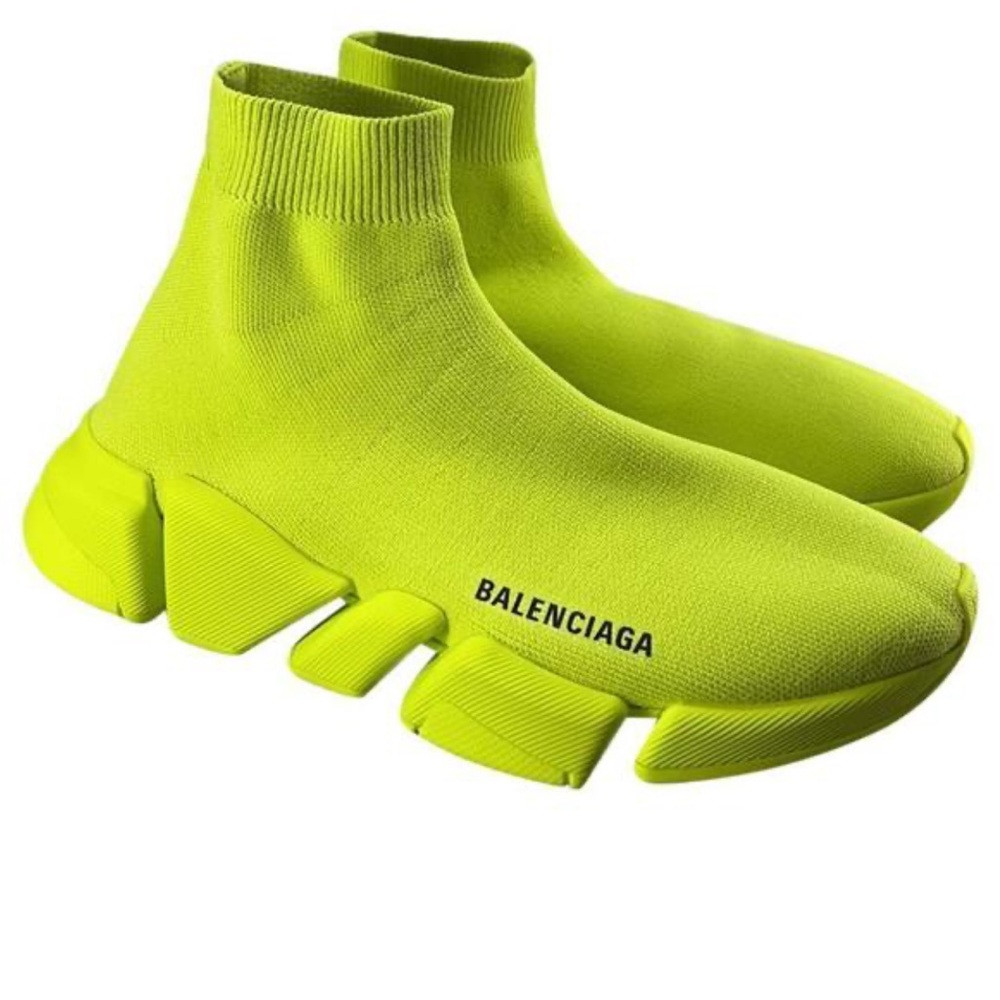 Balenciaga Neon Green Women's Knit Sneakers